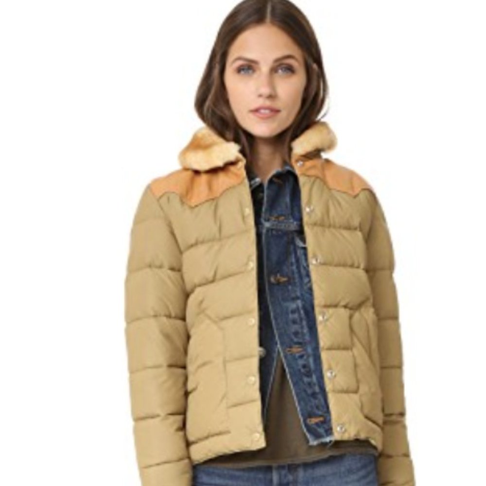 Rockwool Leather Yoke Down Jacket